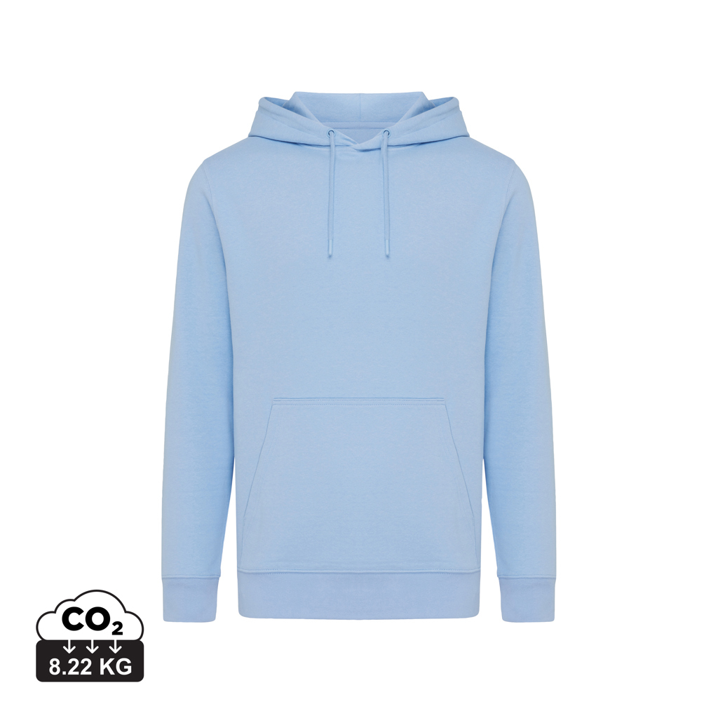 Sweat à capuche unisexe promotionnel coton bio Rila Iqoniq Sky Blue
